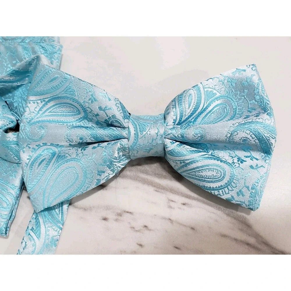 Vintage Bow Tie Paisley Bowtie And Pocket Square Hanky‎ Set Handkerchief Mens